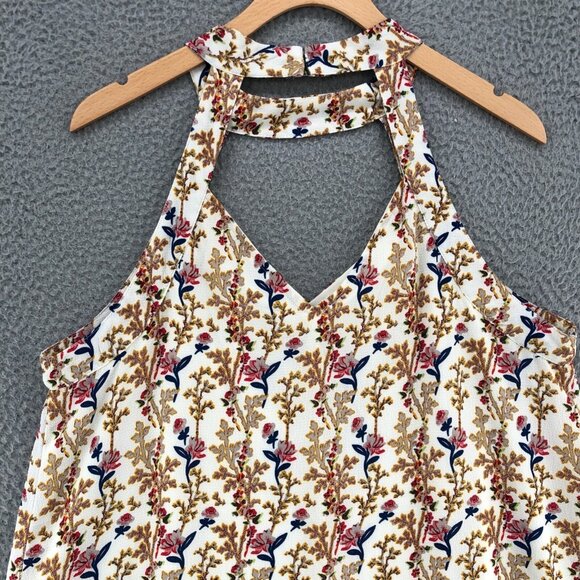 Entro Dress Womens Large Multicolor Floral Mini Swing Cutout Halter Sleeveless - Picture 4 of 10